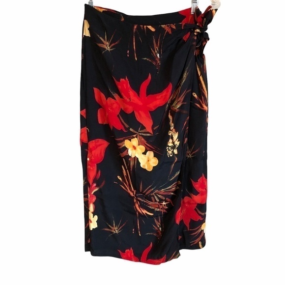 Annex Petite Vintage Hawaiian Faux Wrap Skirt - Picture 1 of 7